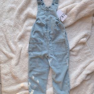 NWT Zara Zipped Elastic Denim Overalls 3-4 Years